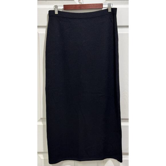 St John Basics Knit Skirt Women's 12 Black Maxi Pull On Classic Career Elegant - Picture 1 of 4